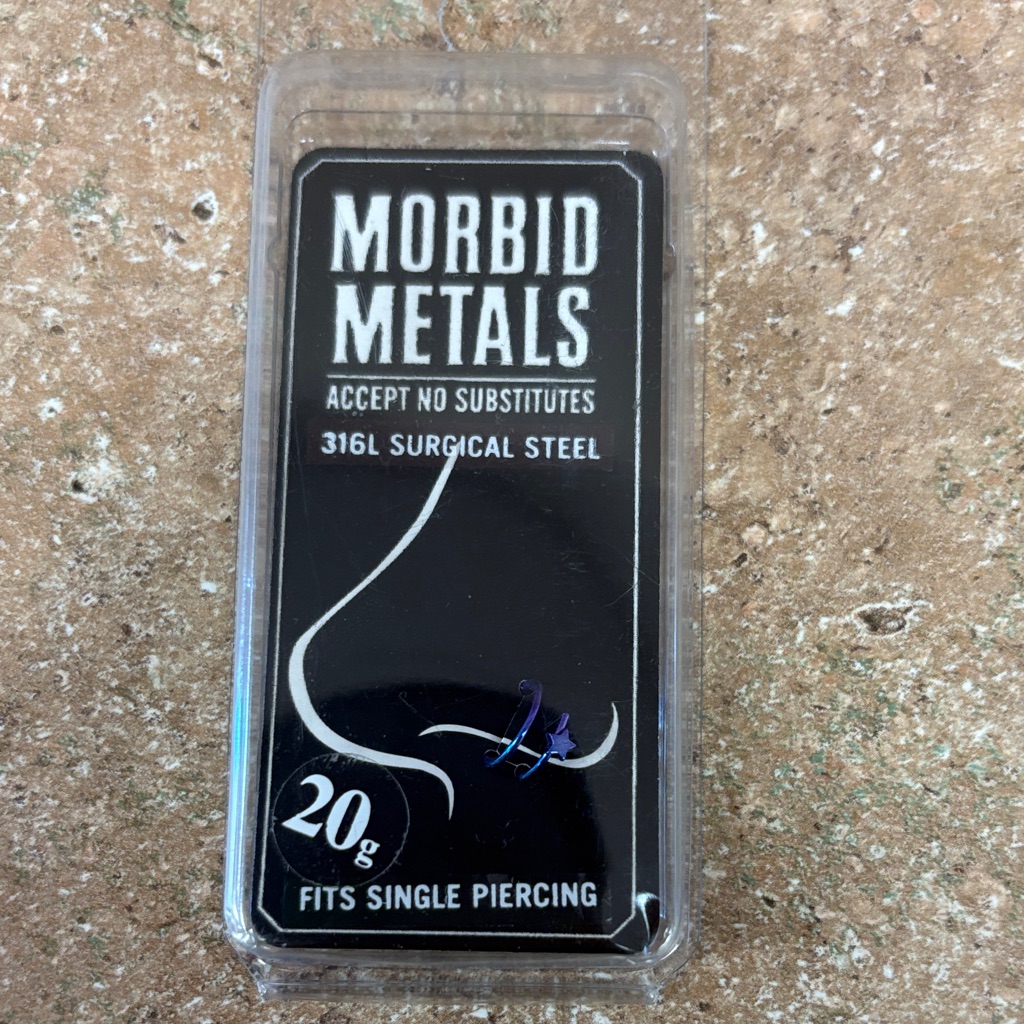 Morbid Metals Black And Blue Surgical Steel Nose Ring Morbid Metals Black And Blue Surgical Steel Nose Ring